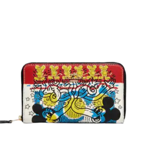 ๐๐ Coach DISNEY MICKEY MOUSE X KEITH HARING MEDIUM ID ZIP WALLET - NWT - Picture 2 of 7